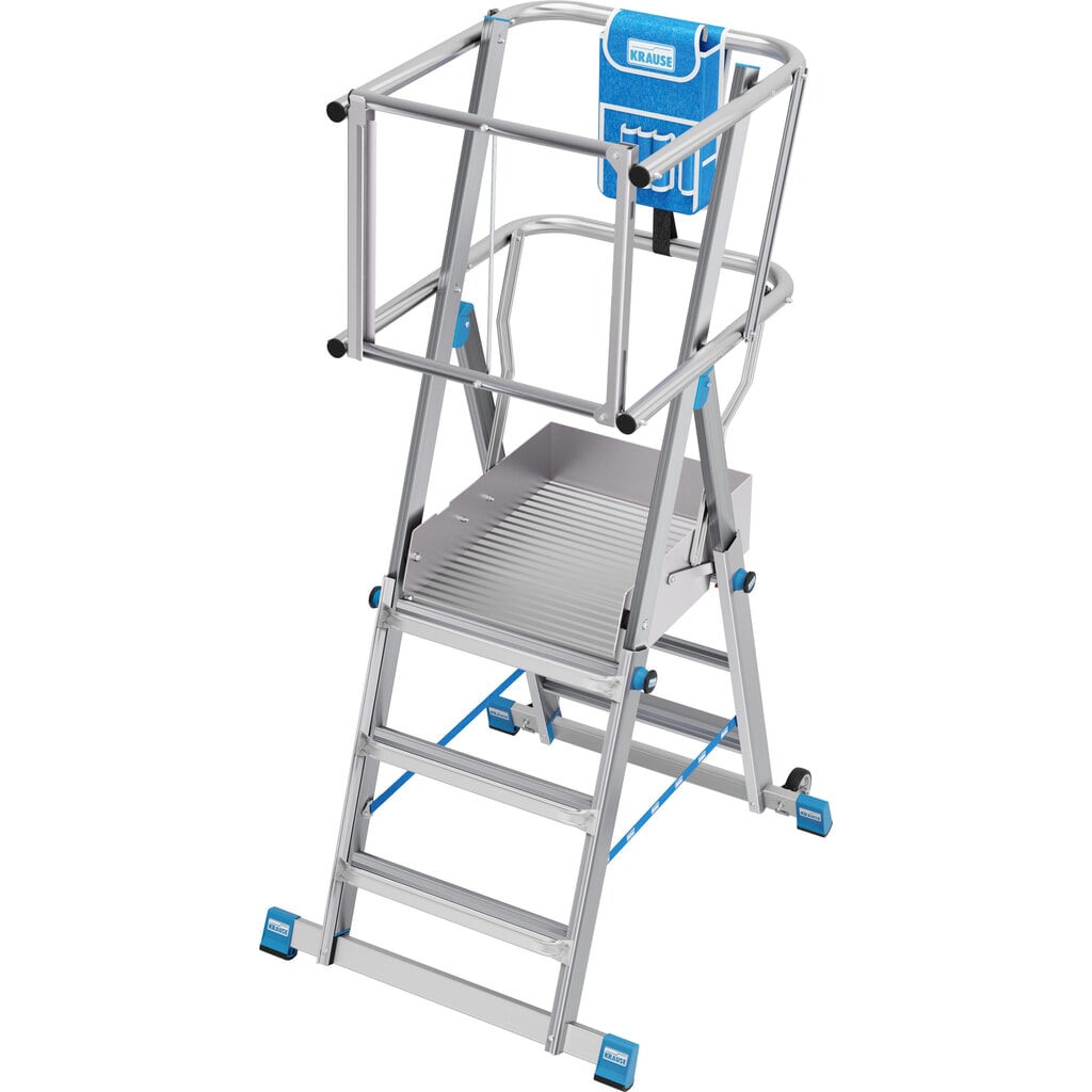 KRAUSE® STABILO Teleskop-Podestleiter mit großer Standplattform SkyMatic 3-5 Sprossen Produktabbildung: KRAUSE® STABILO Teleskop-Podestleiter mit großer Standplattform SkyMatic 3-5 Sprossen