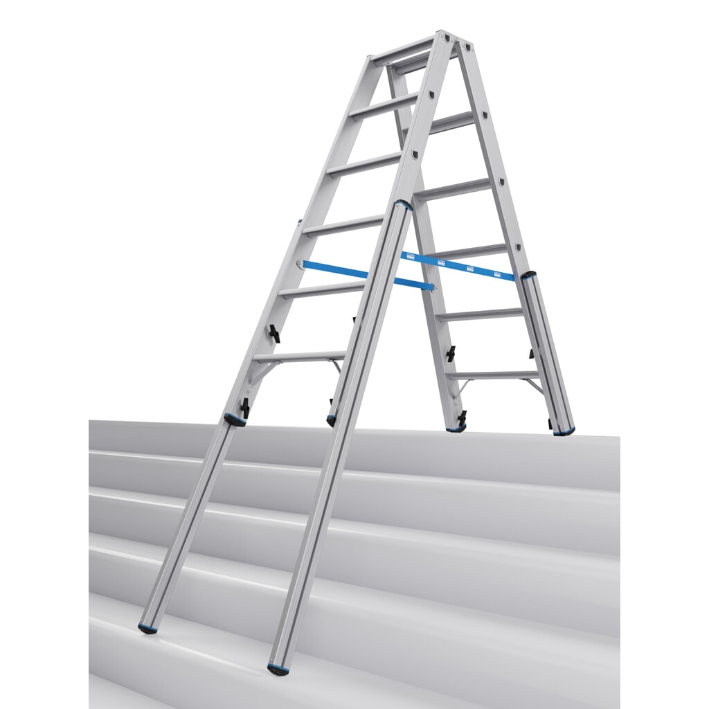 KRAUSE® STABILO Teleskopleiter mit Stufen, beidseitig begehbar, 2 x 6 Stufen Produktabbildung: KRAUSE® STABILO Teleskopleiter mit Stufen, beidseitig begehbar, 2 x 6 Stufen