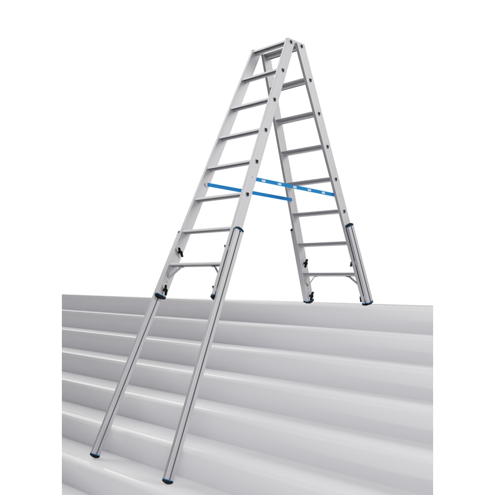 Produktabbildung Nr. 1: KRAUSE® STABILO Teleskopleiter mit Stufen, beidseitig begehbar, 2 x 8 Stufen