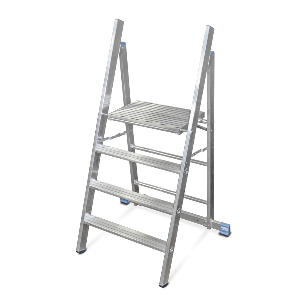 Produktabbildung: KRAUSE® STABILO Tritt aus Aluminium, mit 2 Rollen, 3 Stufen