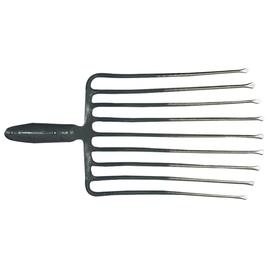 KRUMPHOLZ Steingabel, m. Federdülle, ohne Stiel, 9, Zinkenlänge 330 mm, Stahl, rot-silber lackiert Produktabbildung: KRUMPHOLZ Steingabel, m. Federdülle, ohne Stiel, 9, Zinkenlänge 330 mm, Stahl, rot-silber lackiert