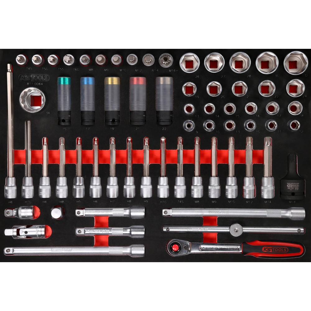 Produktabbildung Nr. 1: KS TOOLS 1/2'' Bit-Stecknuss-Satz in Schaumstoffeinlage, 64-tlg