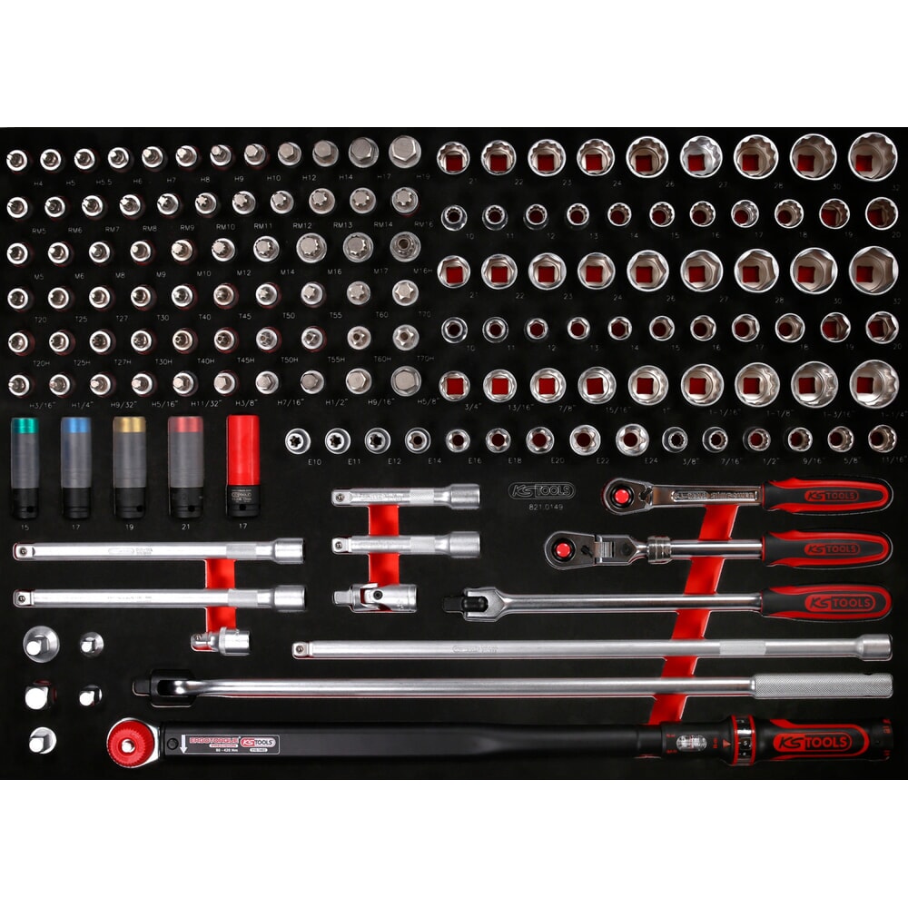 Produktabbildung: KS TOOLS 1/2'' Steckschlüssel-Satz in Schaumstoffeinlage, 149-tlg