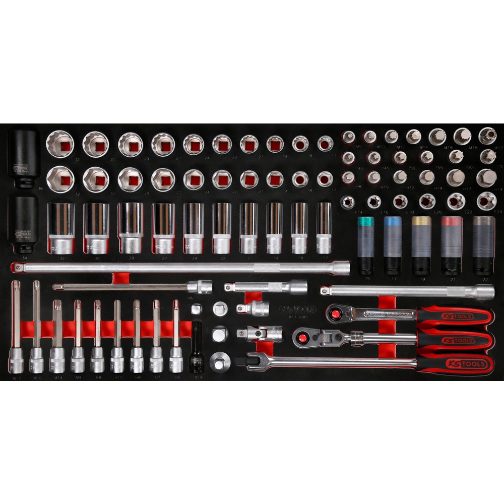 Produktabbildung: KS TOOLS 1/2'' Steckschlüssel-Satz in Schaumstoffeinlage, 85-tlg
