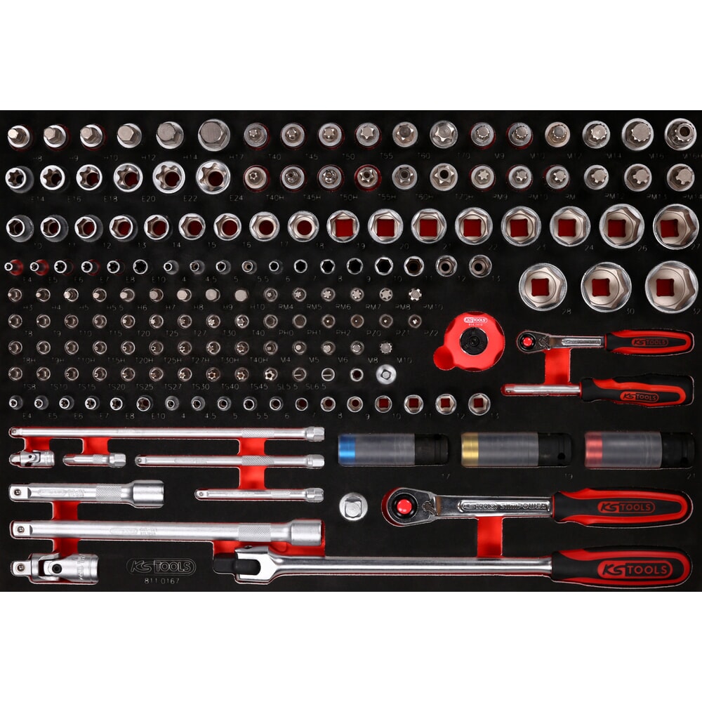 KS TOOLS 1/4'' + 1/2'' Steckschlüssel-Satz in Schaumstoffeinlage, 167-tlg Produktabbildung: KS TOOLS 1/4'' + 1/2'' Steckschlüssel-Satz in Schaumstoffeinlage, 167-tlg
