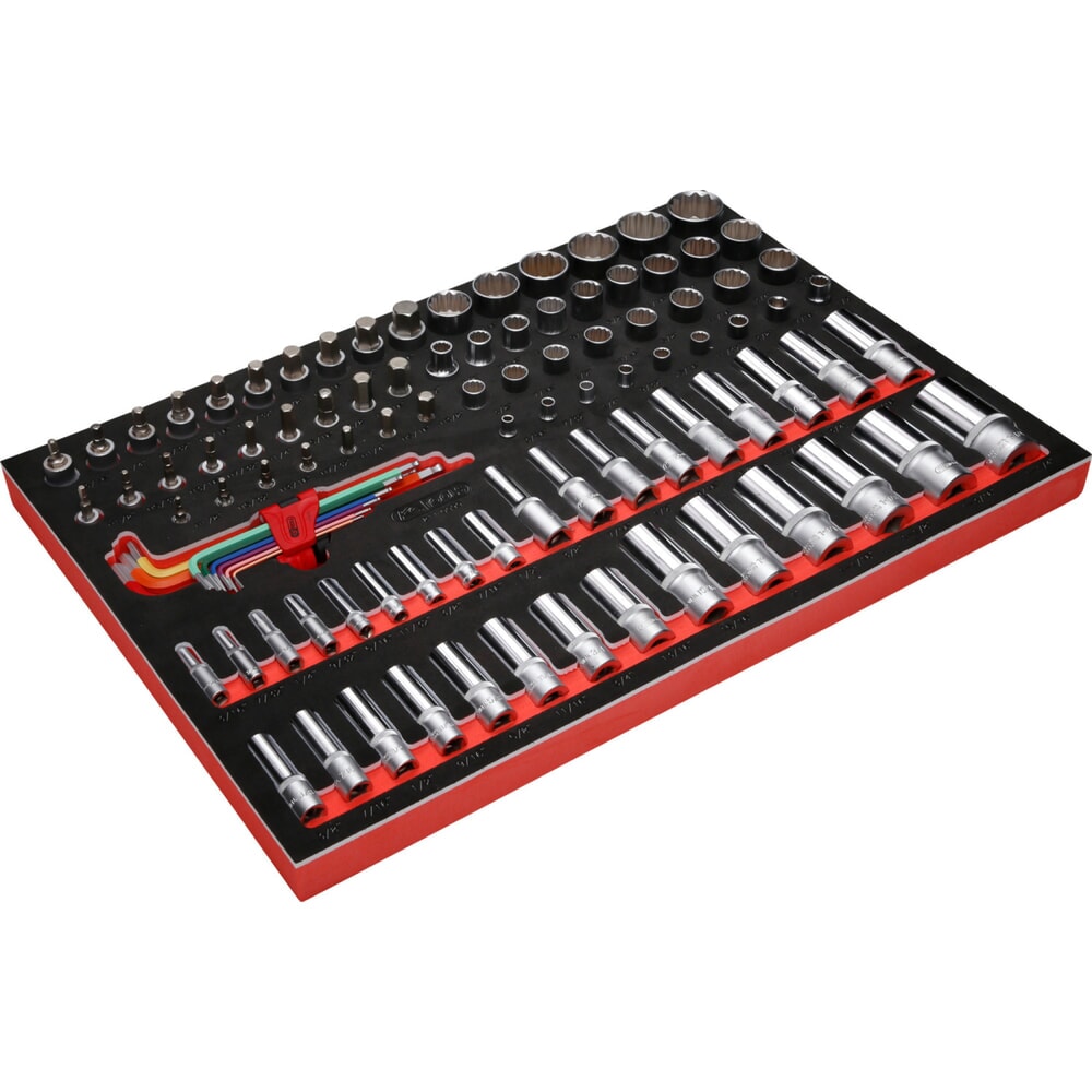 Produktabbildung Nr. 2: KS TOOLS 1/4'' + 3/8'' + 1/2'' Steckschlüssel-Satz in Schaumstoffeinlage, 99-tlg, Zoll