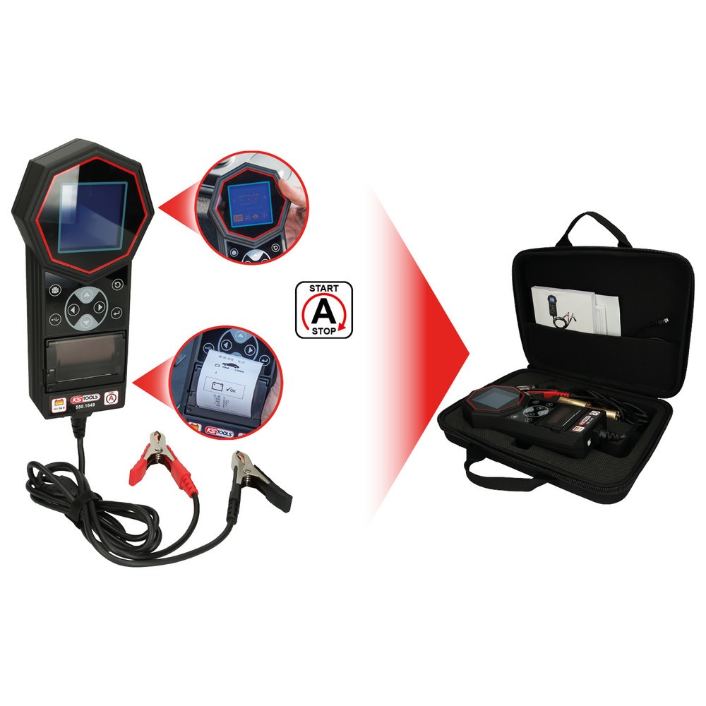 KS TOOLS 12V / 24V Digital-Batterie- und Ladesystemtester mit integriertem Drucker Produktabbildung: KS TOOLS 12V / 24V Digital-Batterie- und Ladesystemtester mit integriertem Drucker
