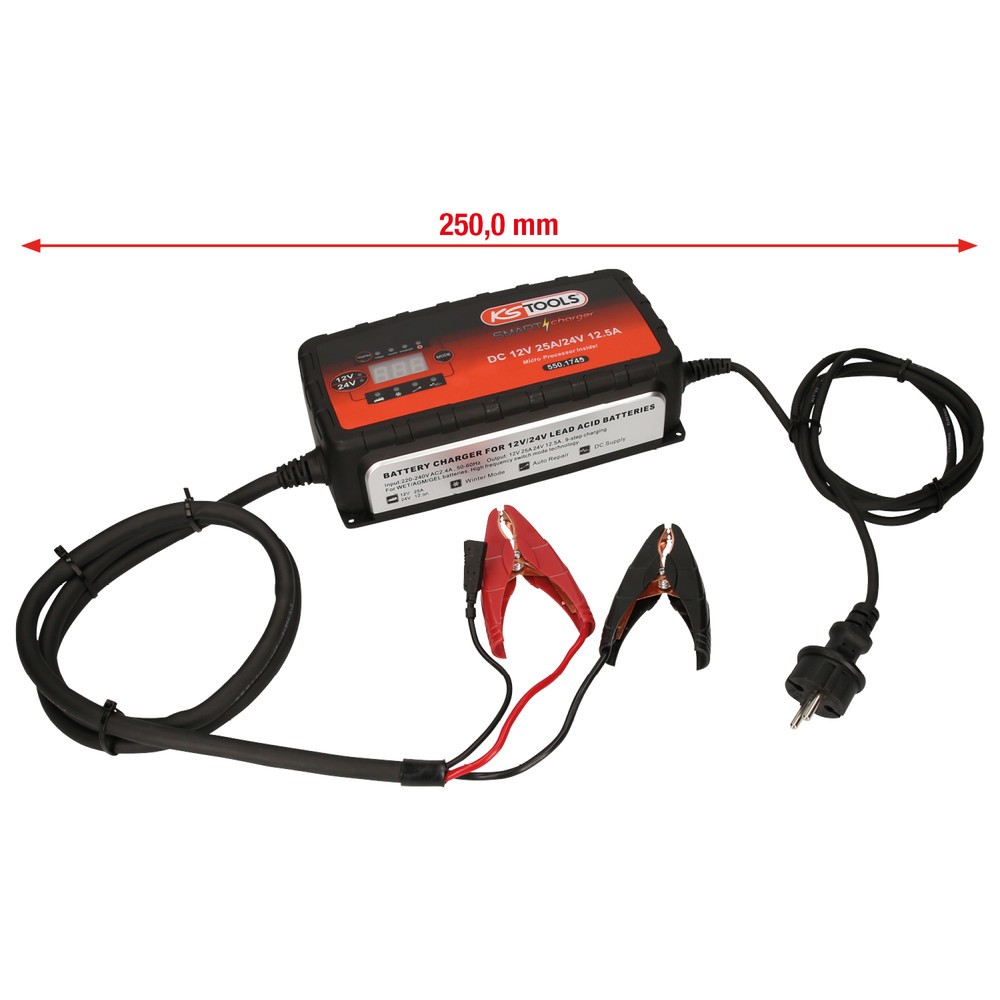 Produktabbildung Nr. 3: KS TOOLS 12V + 24V SMARTcharger Hochfrequenz-Batterieladegerät 25A/12,5A