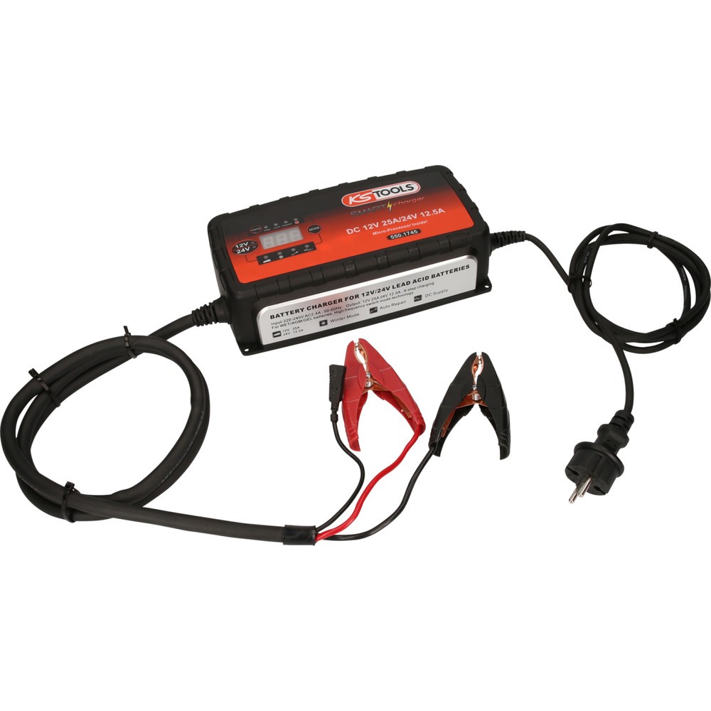 Produktabbildung Nr. 4: KS TOOLS 12V + 24V SMARTcharger Hochfrequenz-Batterieladegerät 25A/12,5A