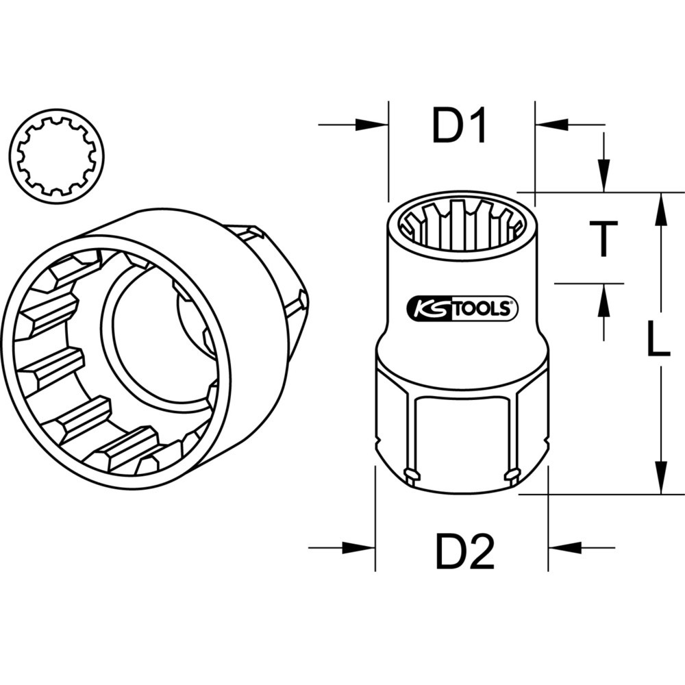 Produktabbildung Nr. 2: KS TOOLS 19mm TRIPLEplus Durchgangs-Stecknuss, 13mm
