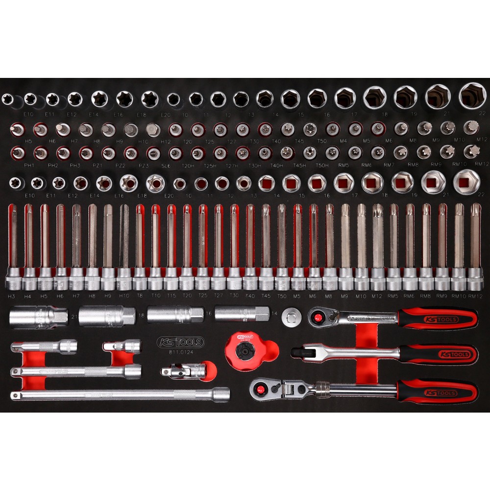 Produktabbildung: KS TOOLS 3/8'' Steckschlüssel-Satz in Schaumstoffeinlage, 124-tlg