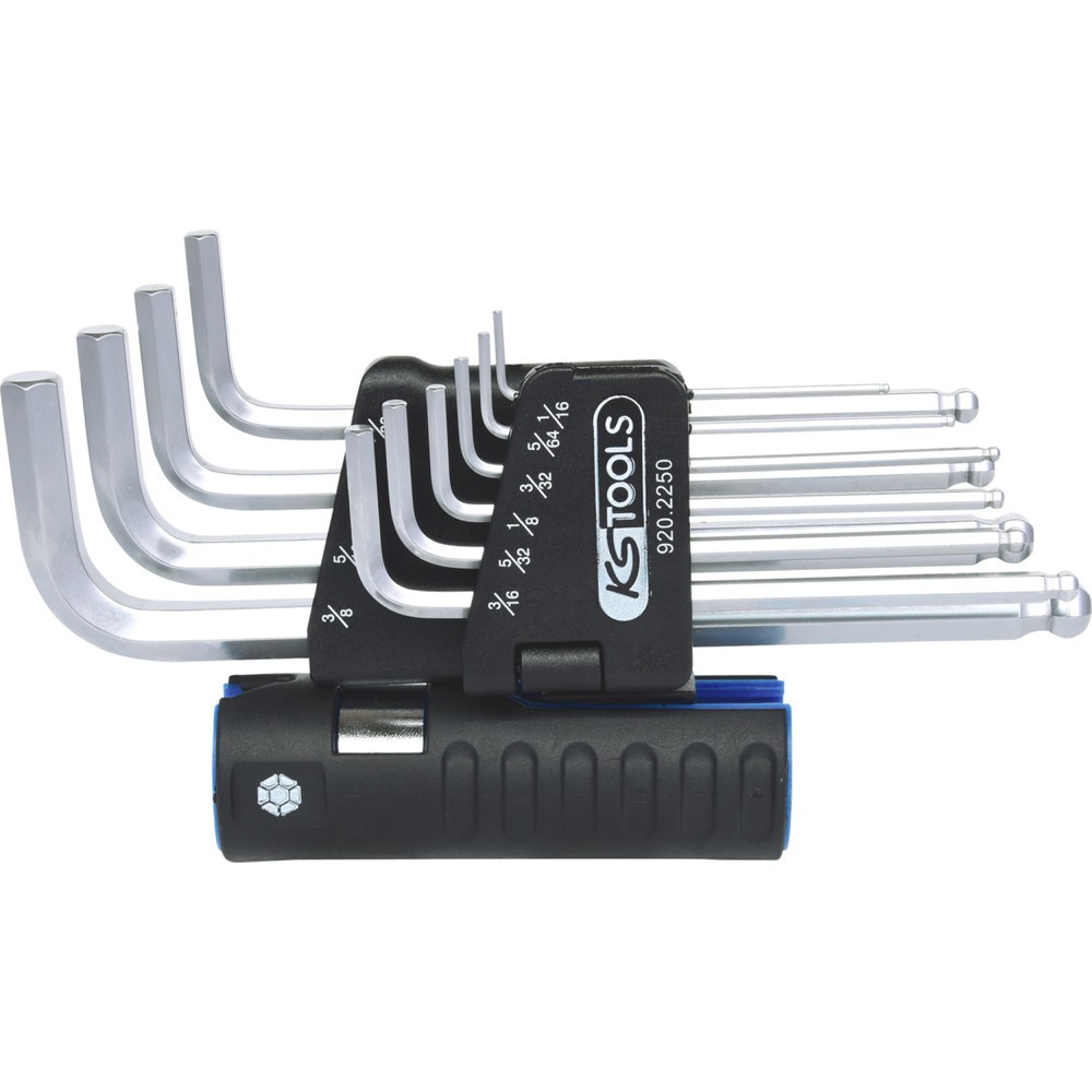 Produktabbildung: KS TOOLS 3 in 1 Innen6kant-Winkelstiftschlüssel-Satz,10-tlg lang, Kugelkopf, Zoll