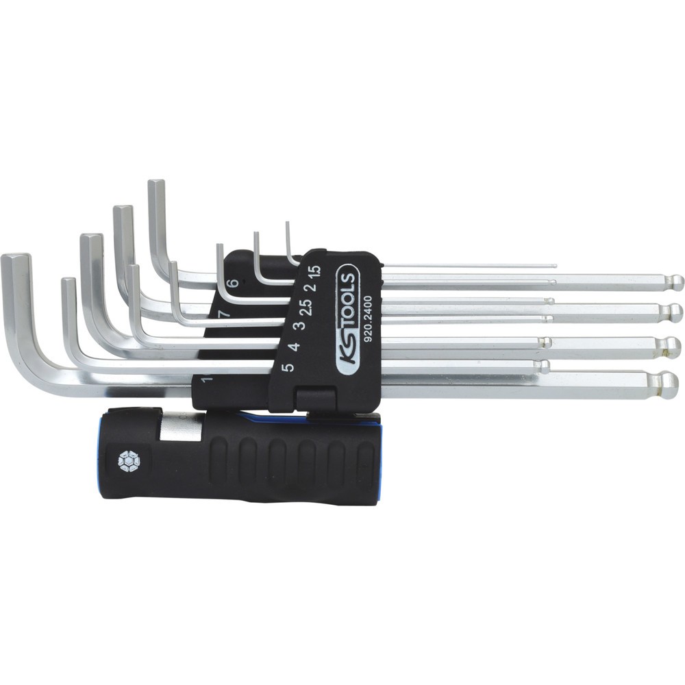 Produktabbildung: KS TOOLS 3 in 1 Innen6kant-Winkelstiftschlüssel-Satz,10-tlg XL, Kugelkopf