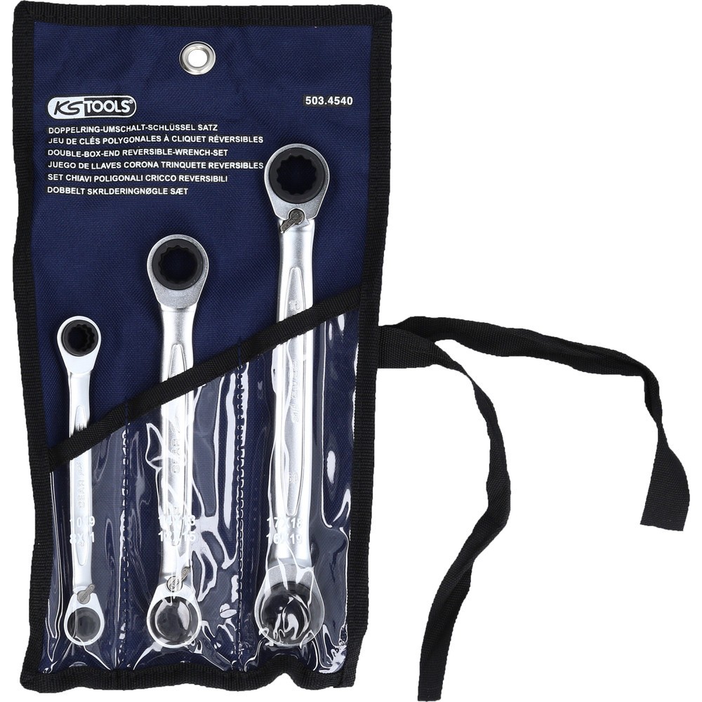 Produktabbildung Nr. 2: KS TOOLS 4 in 1 GEARplus umschaltbar Doppel-Ratschenringschlüssel-Satz, 3-tlg