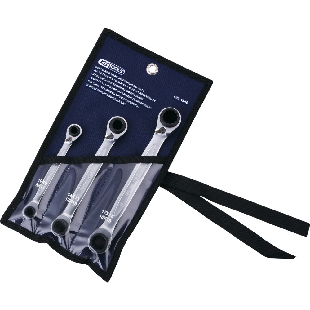 Produktabbildung Nr. 4: KS TOOLS 4 in 1 GEARplus umschaltbar Doppel-Ratschenringschlüssel-Satz, 3-tlg
