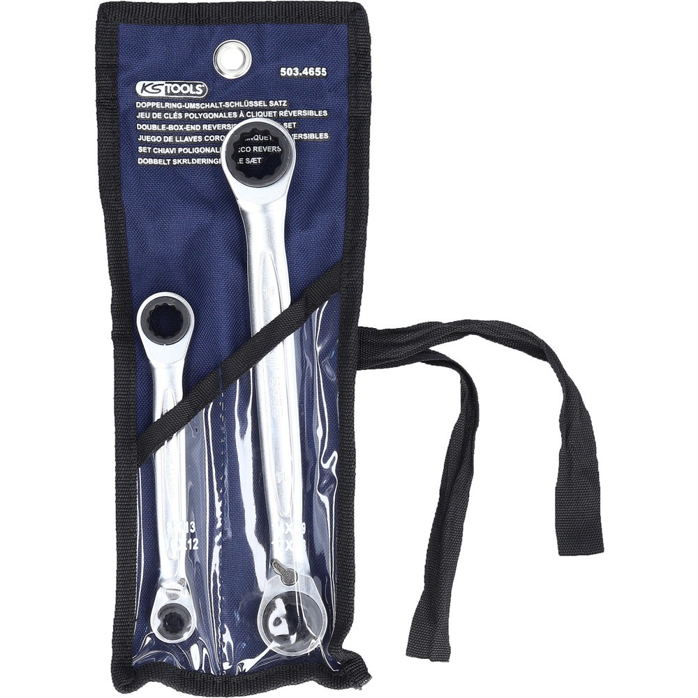 Produktabbildung Nr. 2: KS TOOLS 4 in 1 GEARplus umschaltbar Doppel-Ratschenringschlüssel-Satz, 2-tlg 8-19mm