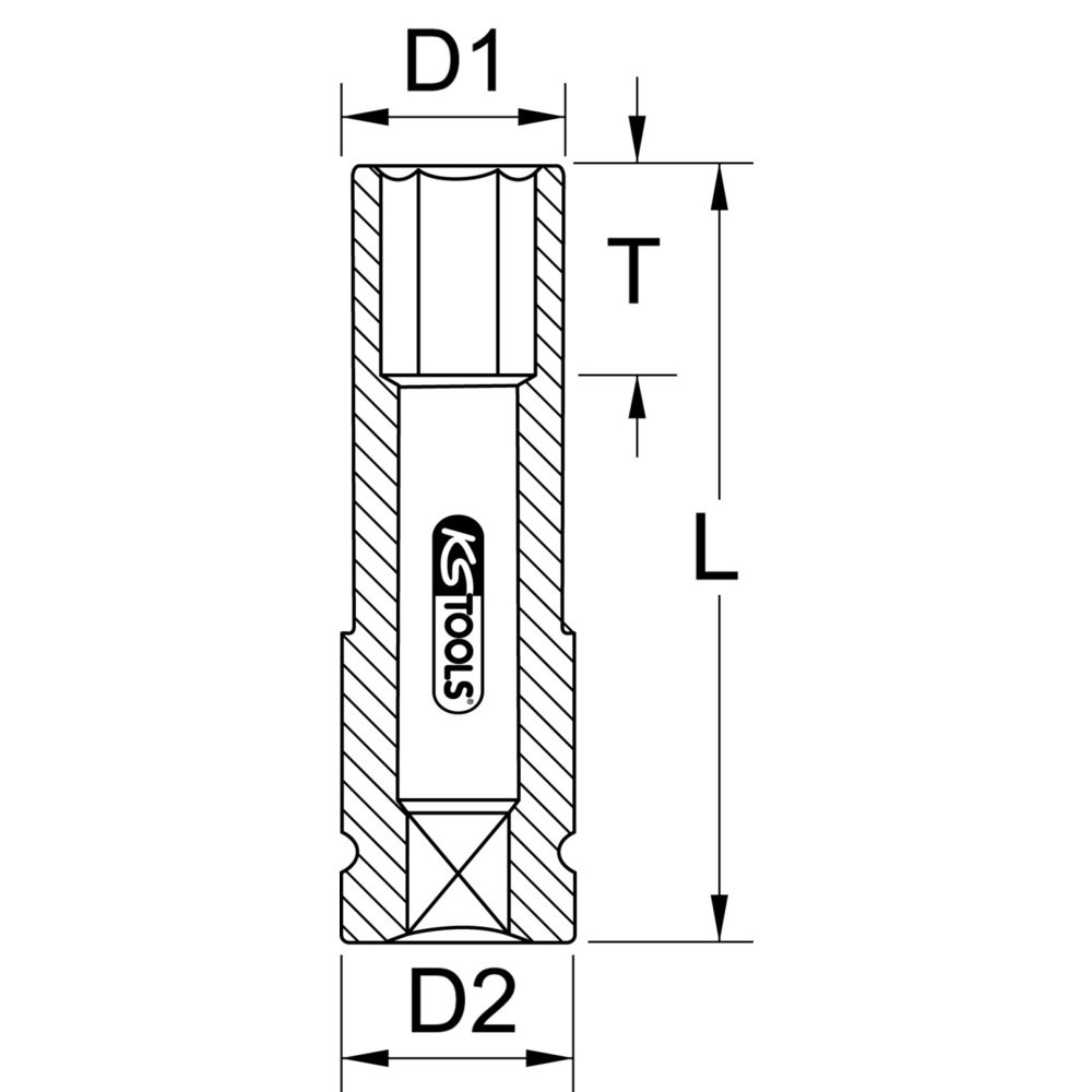 Produktabbildung: KS TOOLS 1/2" Alu-Felgen Kraft-Stecknuss, lang, 15mm