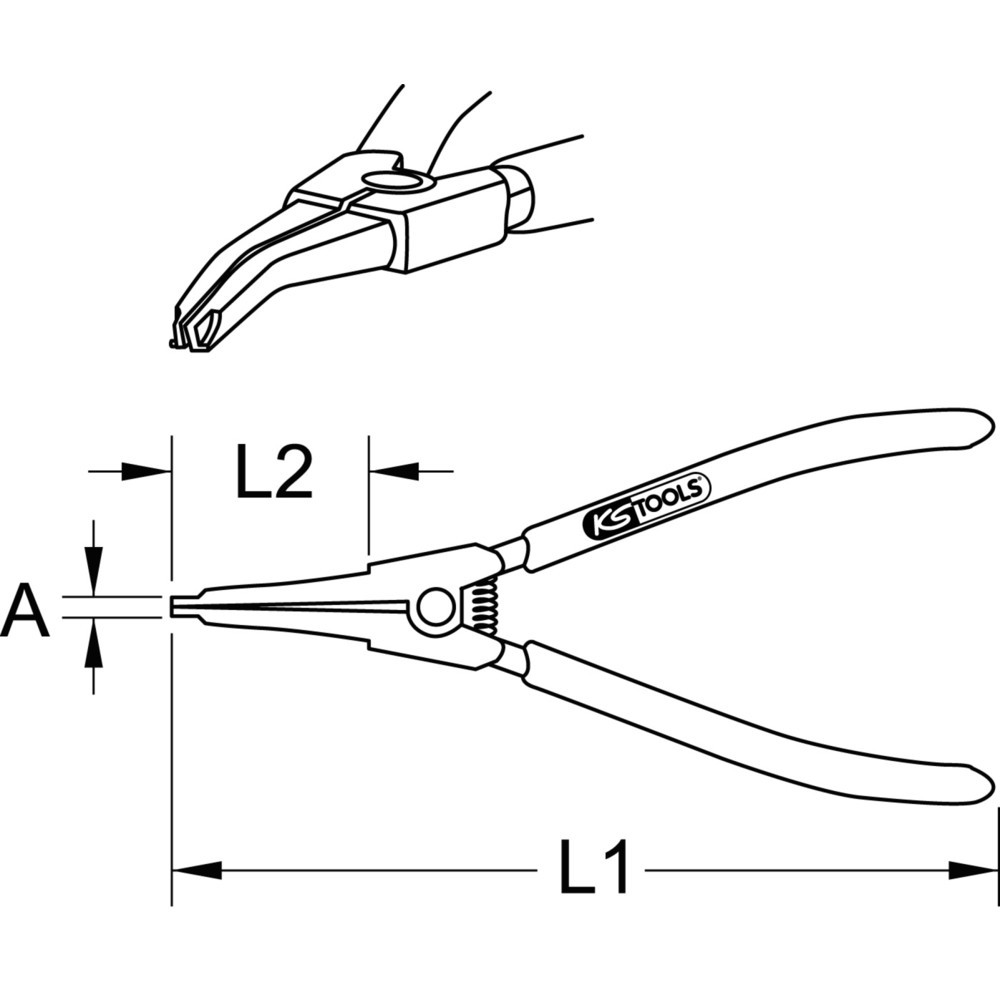 Produktabbildung Nr. 8: KS TOOLS Antriebswellen-Sicherungszange, leicht abgewinkelt