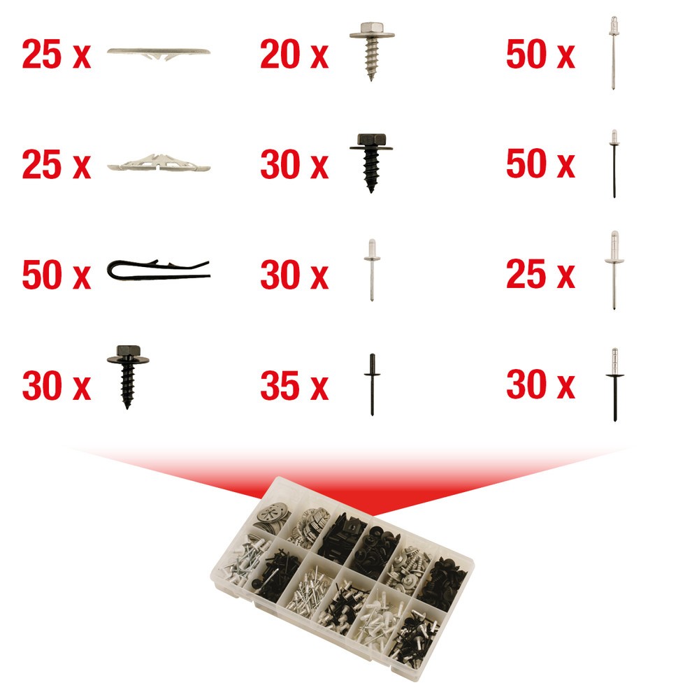 Produktabbildung Nr. 2: KS TOOLS Befestigungs-Clip-Satz - Schnellverschluss, 400-tlg