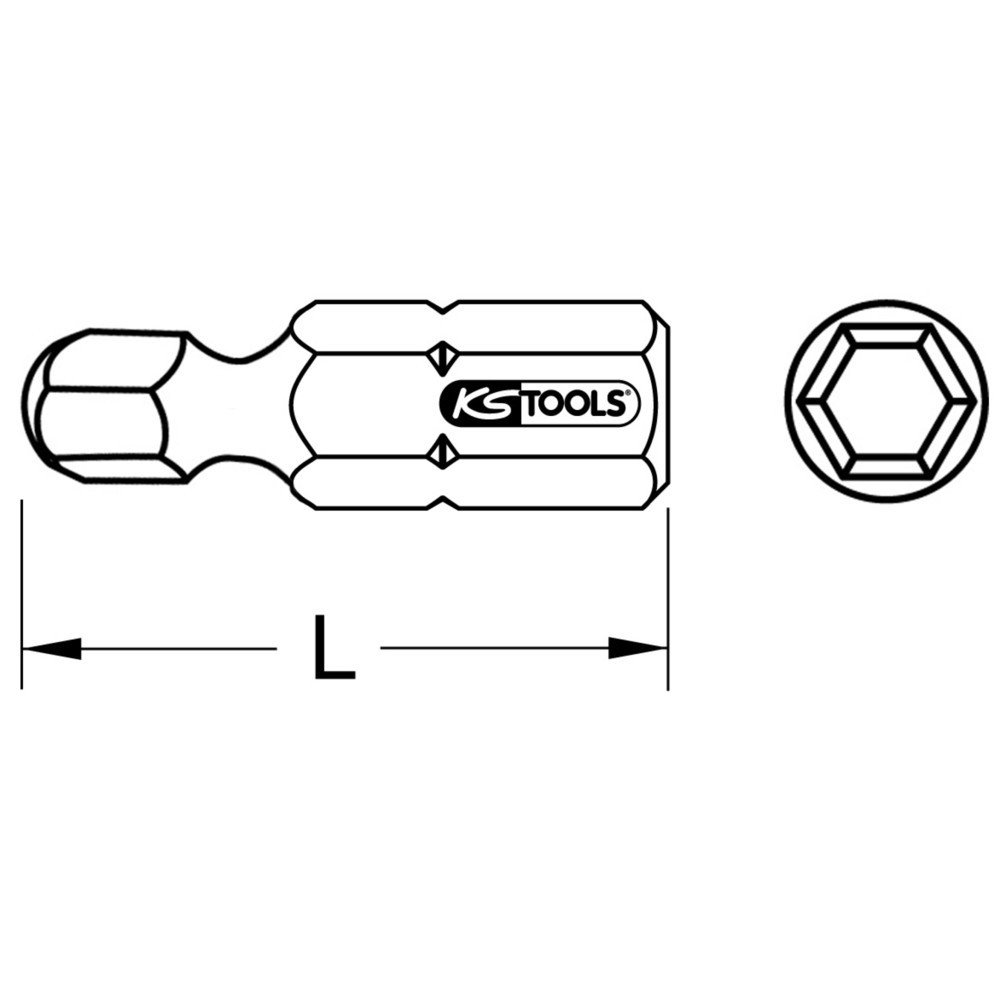 Produktabbildung Nr. 2: KS TOOLS 1/4" Bit Innensechskant, 25mm, Kugelkopf, 3,5mm