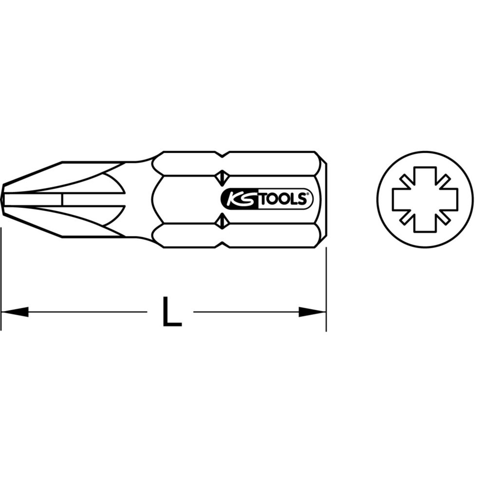 Produktabbildung: KS TOOLS 1/4" TiN Bit, 25mm, PZ2
