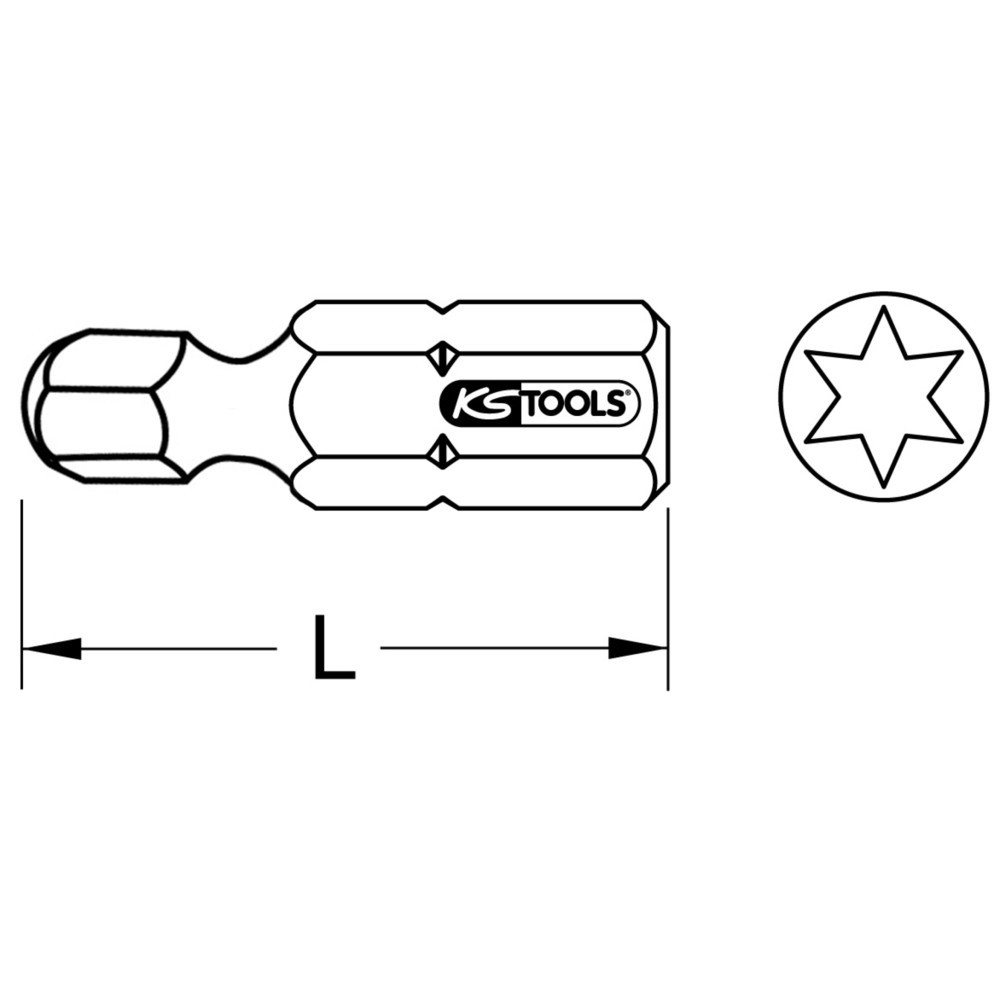Produktabbildung Nr. 2: KS TOOLS 1/4" Bit Torx, 25mm, Kugelkopf, T20