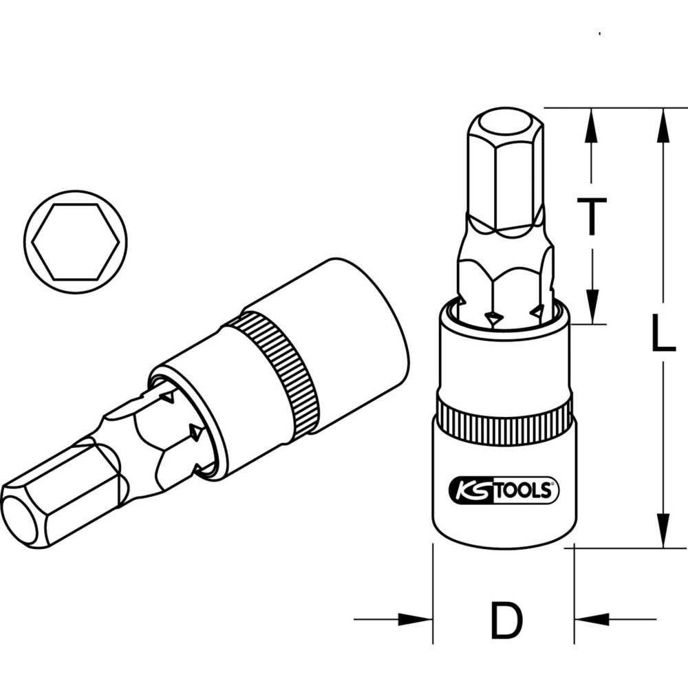 Produktabbildung: KS TOOLS 3/8" Bit-Stecknuss für Innensechskant-Schrauben am Bremssattel, 7mm