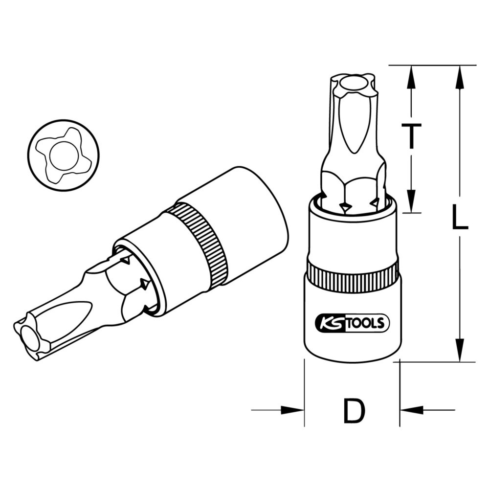 Produktabbildung: KS TOOLS 3/8" Bit-Stecknuss für MTS MORTORq®-Schrauben, MTS4