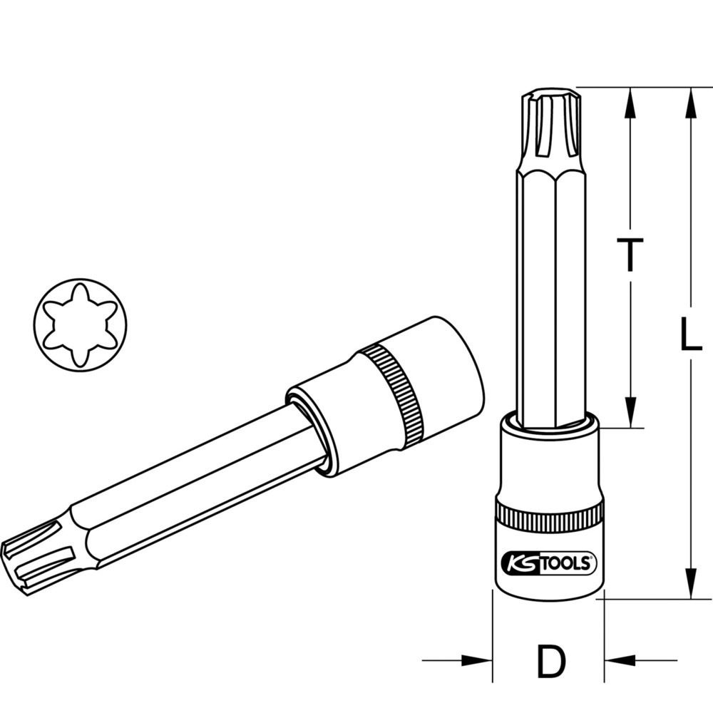 Produktabbildung: KS TOOLS 1/2" Bit-Stecknuss für RIBE-Schrauben, M14, 110 mm