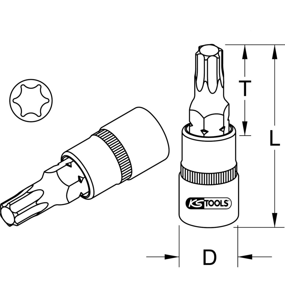 Produktabbildung: KS TOOLS 3/4" Bit-Stecknuss Torx, T80
