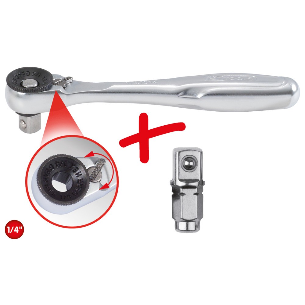 Produktabbildung Nr. 5: KS TOOLS 1/4" Bit-Umschaltknarre mit Steckadapter für Stecknüsse
