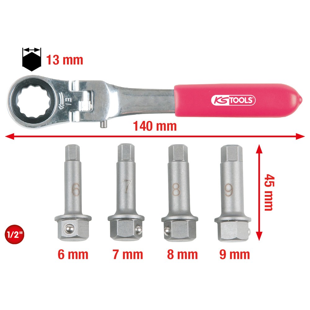 Produktabbildung Nr. 4: KS TOOLS 1/2" Bremssattel Spezial-Steckschlüssel- Satz, 5-tlg