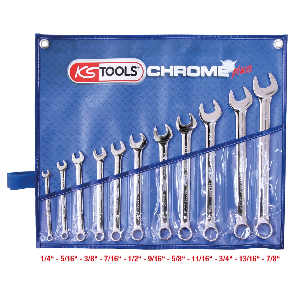 Produktabbildung Nr. 2: KS TOOLS CHROMEplus Ringmaulschlüssel-Satz, abgewinkelt, 11-tlg Zoll