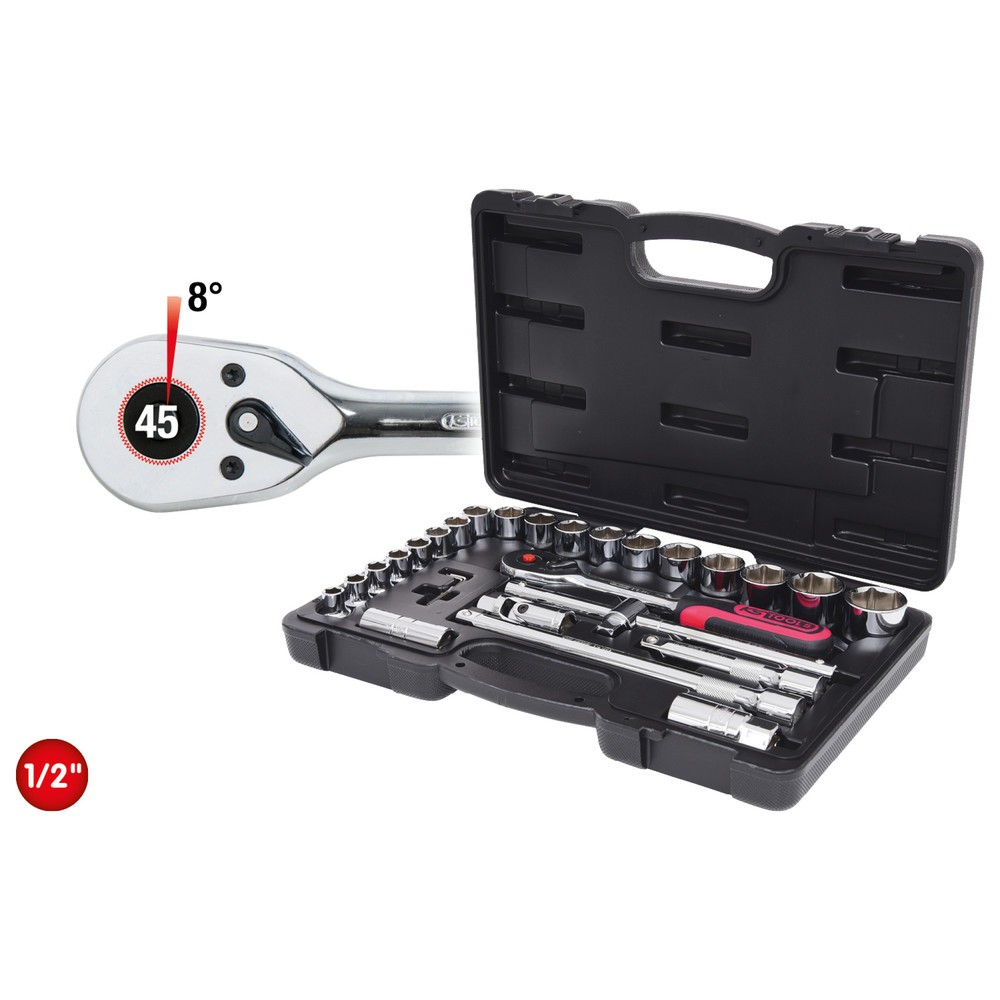 Produktabbildung: KS TOOLS 1/2" CHROMEplus Steckschlüssel-Satz, 28-tlg