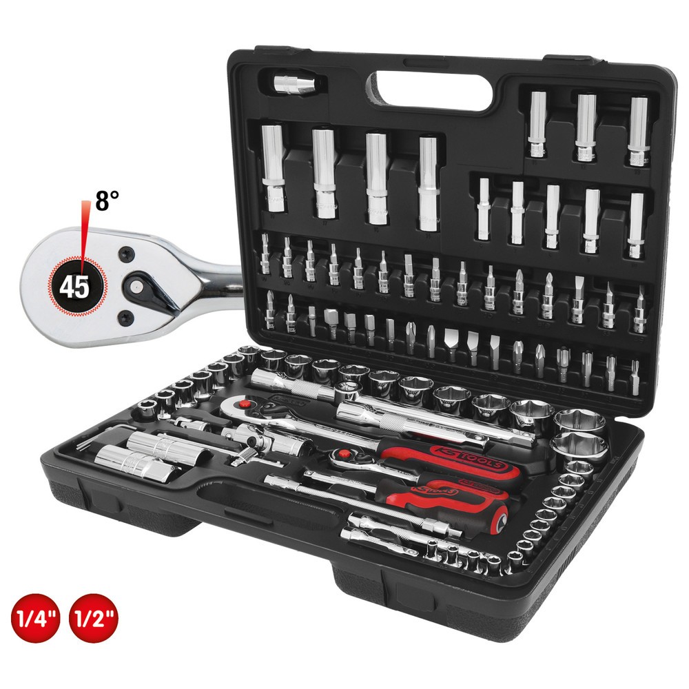 Produktabbildung: KS TOOLS 1/4"+1/2" CHROMEplus Steckschlüssel-Satz, 96-tlg