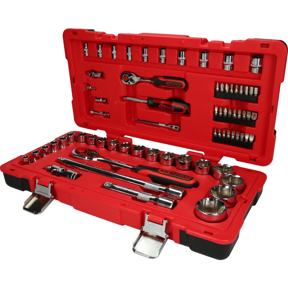 Produktabbildung: KS TOOLS 1/4"+1/2" CHROMEplus Steckschlüssel-Satz, 68-tlg