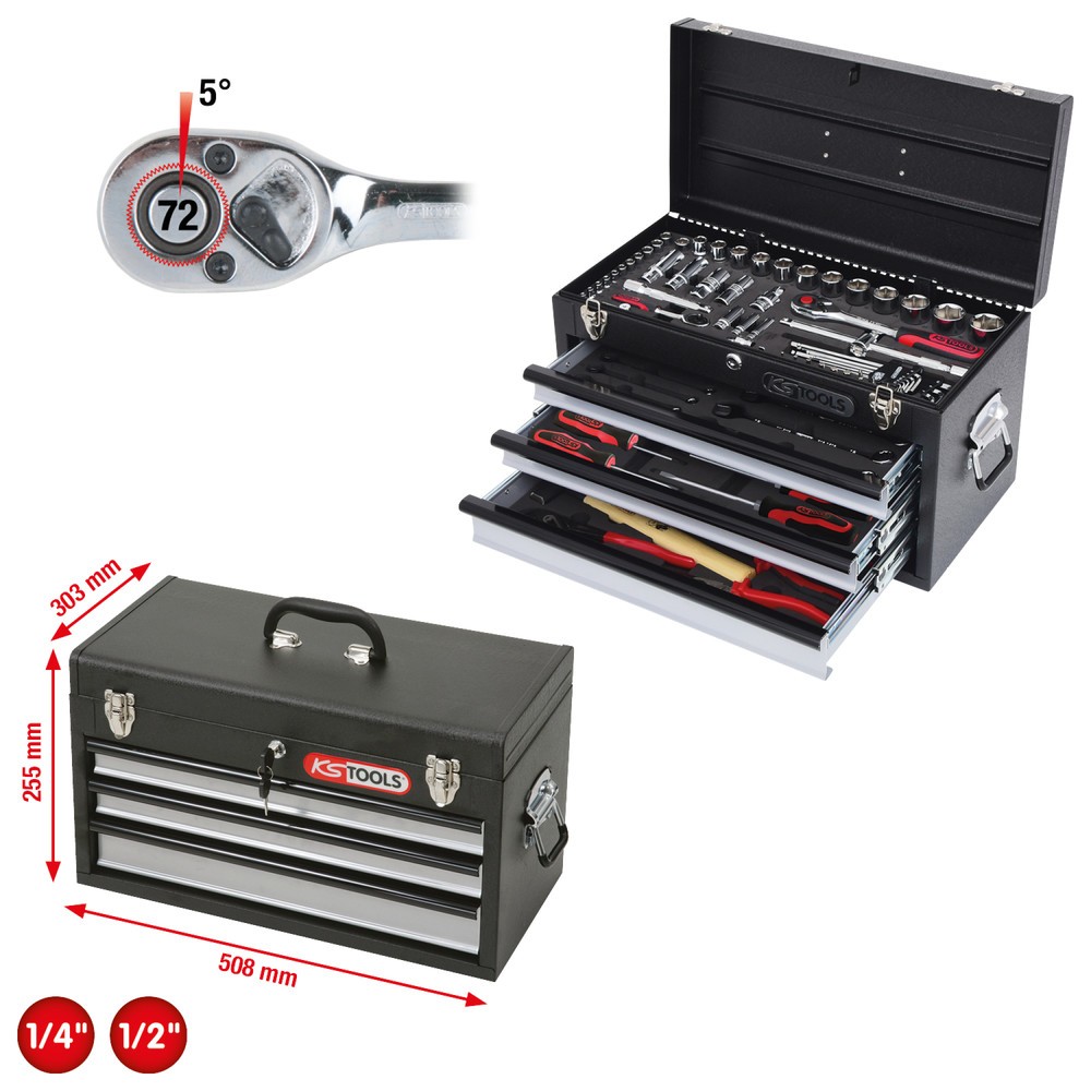 Produktabbildung Nr. 2: KS TOOLS 1/4"+1/2" CHROMEplus Universal-Werkzeug-Satz, 99-tlg