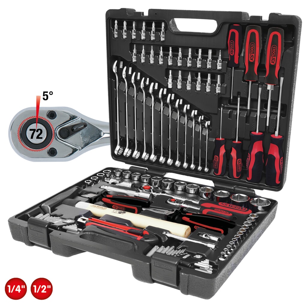 KS TOOLS 1/4"+1/2" CHROMEplus Universal-Werkzeug-Satz, 97-tlg Produktabbildung: KS TOOLS 1/4"+1/2" CHROMEplus Universal-Werkzeug-Satz, 97-tlg