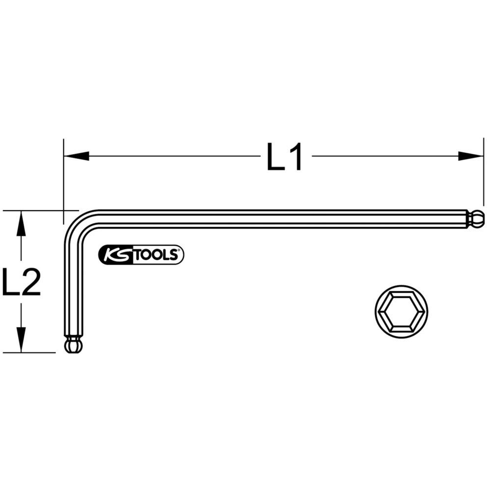 Produktabbildung: KS TOOLS Doppel-Kugelkopf-Innensechskant-Winkelstiftschlüssel, XL, 2,5mm, Lila