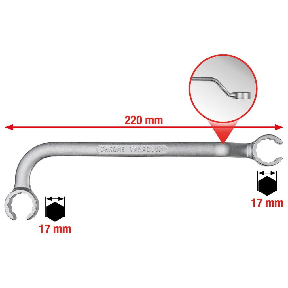 Produktabbildung Nr. 4: KS TOOLS Doppel-Ringschlüssel für Einspritzleitungen, 17 x 17 mm