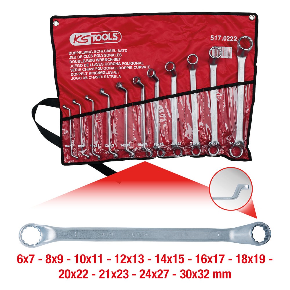 Produktabbildung Nr. 2: KS TOOLS Doppel-Ringschlüssel-Satz, gekröpft, 11-tlg 6-32mm