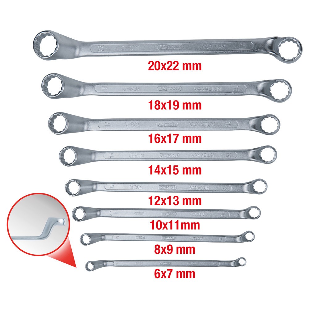Produktabbildung Nr. 2: KS TOOLS Doppel-Ringschlüssel-Satz, gekröpft, 8-tlg 6-22mm
