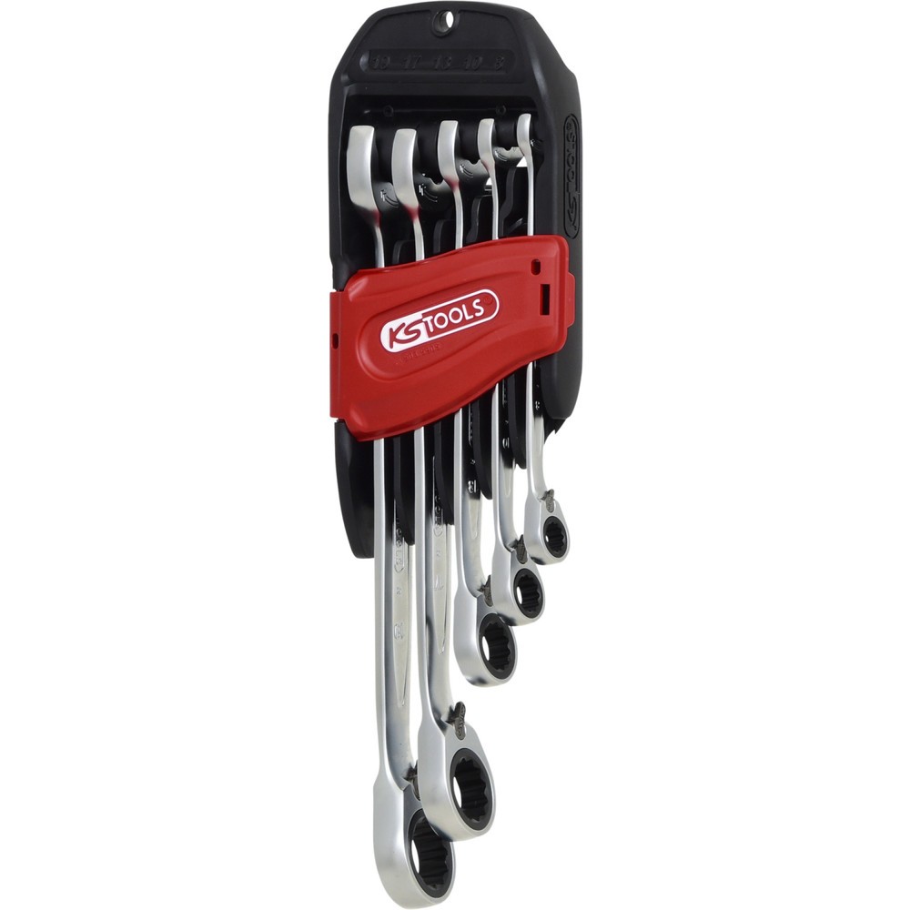 Produktabbildung Nr. 1: KS TOOLS DUO GEAR Ringmaulschlüssel-Satz,Maul-Ratschenfunktion,5-tlg, umschaltbar