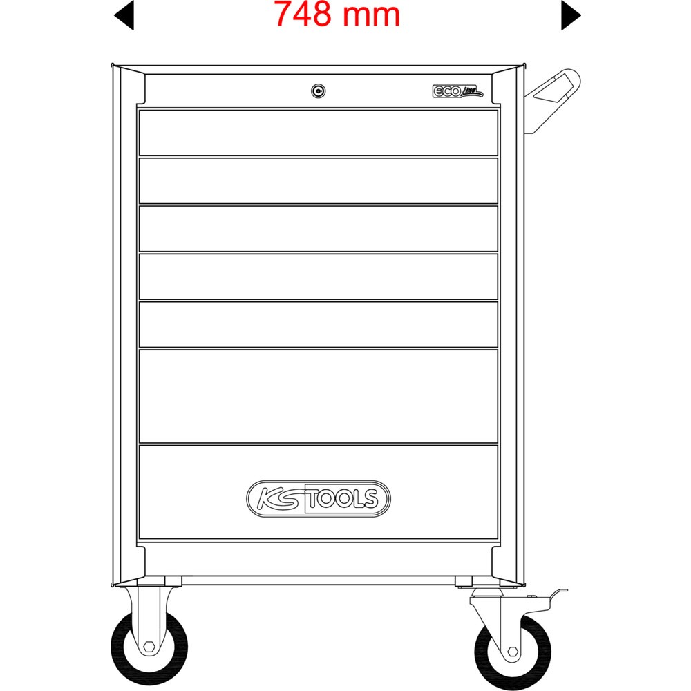 Produktabbildung Nr. 5: KS TOOLS ECOline SCHWARZ/ROT Werkstattwagen mit 7 Schubladen und 215 Premium-Werkzeugen