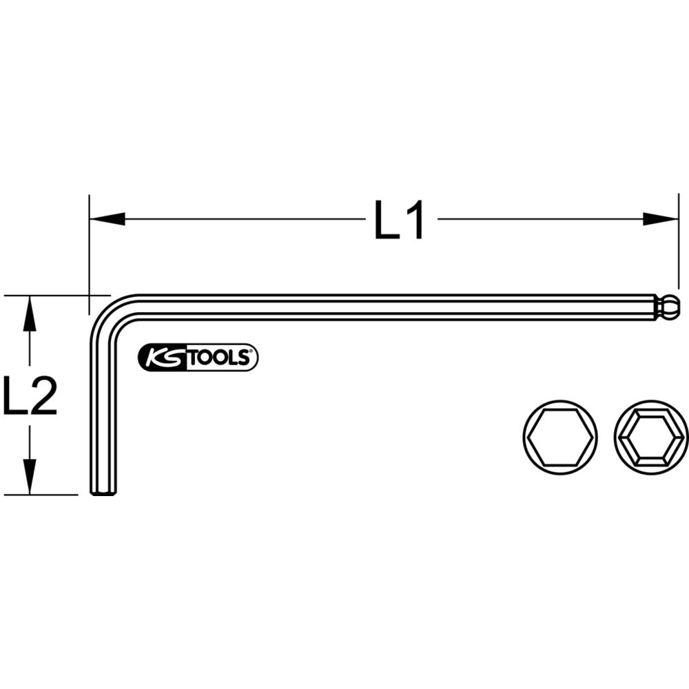 Produktabbildung: KS TOOLS EDELSTAHL Innen6kant-Winkelstiftschlüssel, 5,0mm, lang