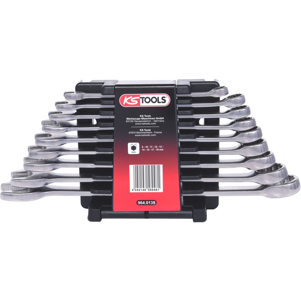 Produktabbildung: KS TOOLS EDELSTAHL Ringmaulschlüssel-Satz, abgewinkelt , 9-tlg