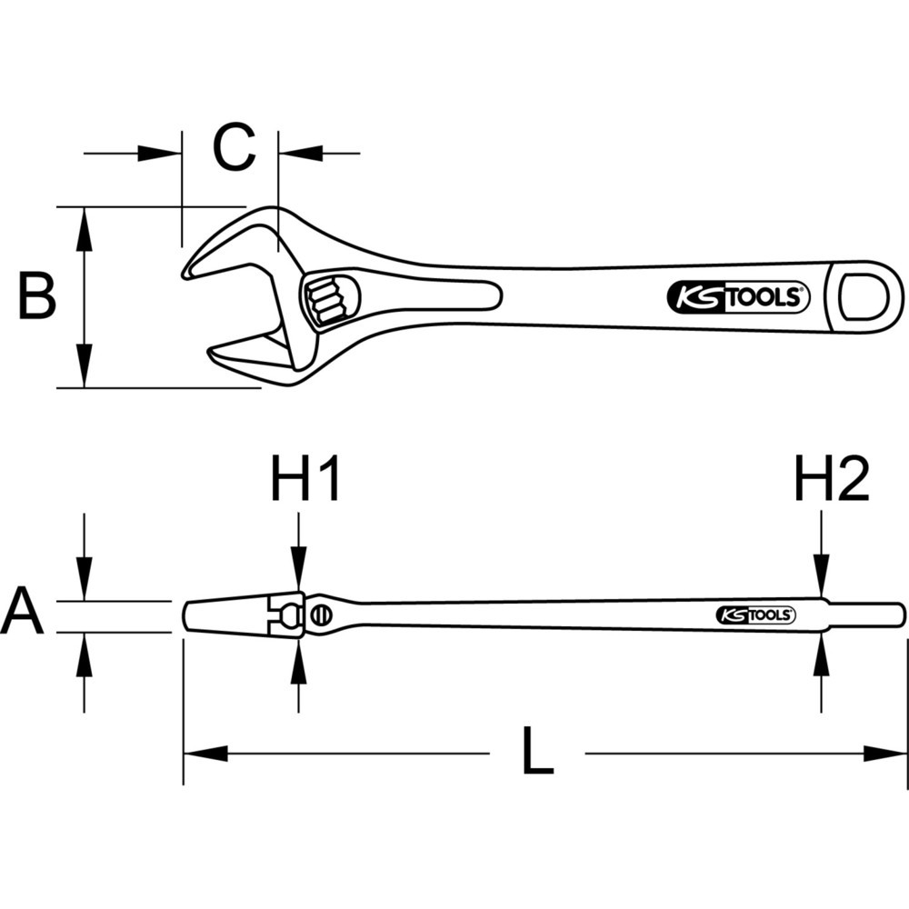 Produktabbildung: KS TOOLS EDELSTAHL Rollgabelschlüssel, verstellbar, 6"