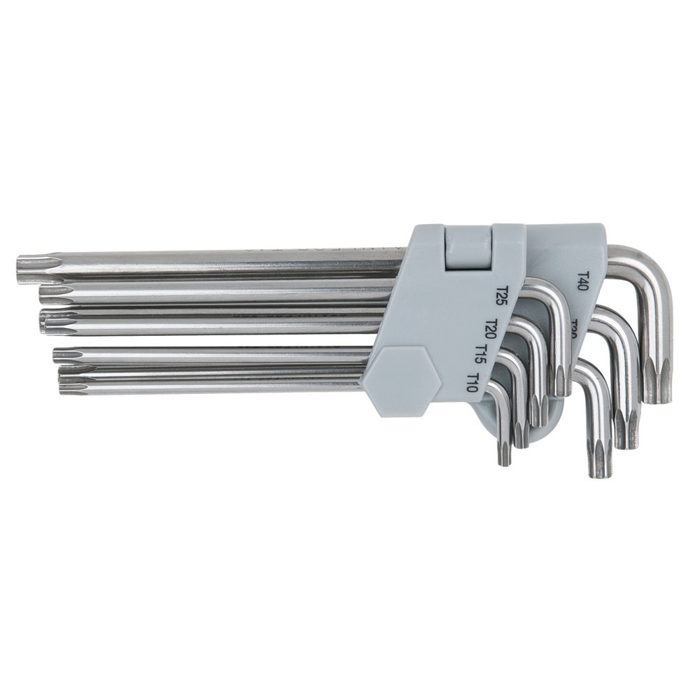 Produktabbildung: KS TOOLS EDELSTAHL Torx-Winkelstiftschlüssel mit Bohrung, lang, 7-tlg