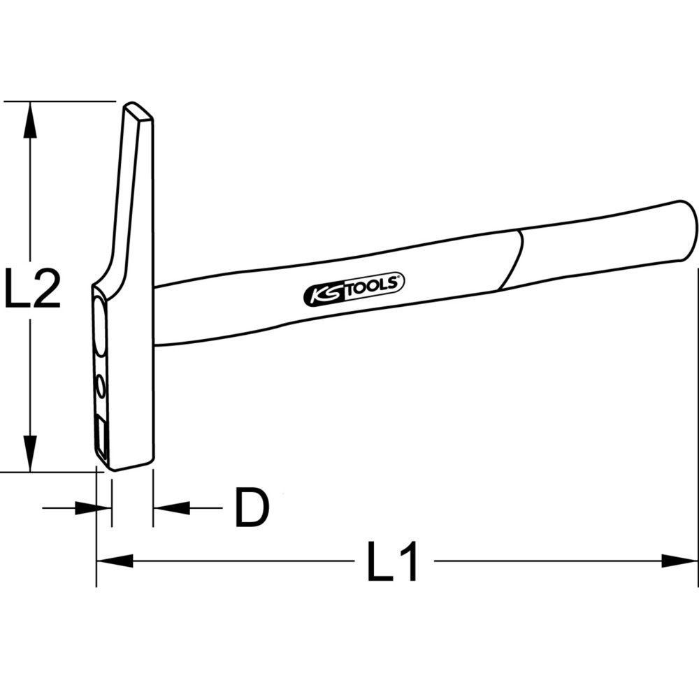 Produktabbildung Nr. 5: KS TOOLS Elektrikerhammer, französische Form, Hickory-Stiel, 200g