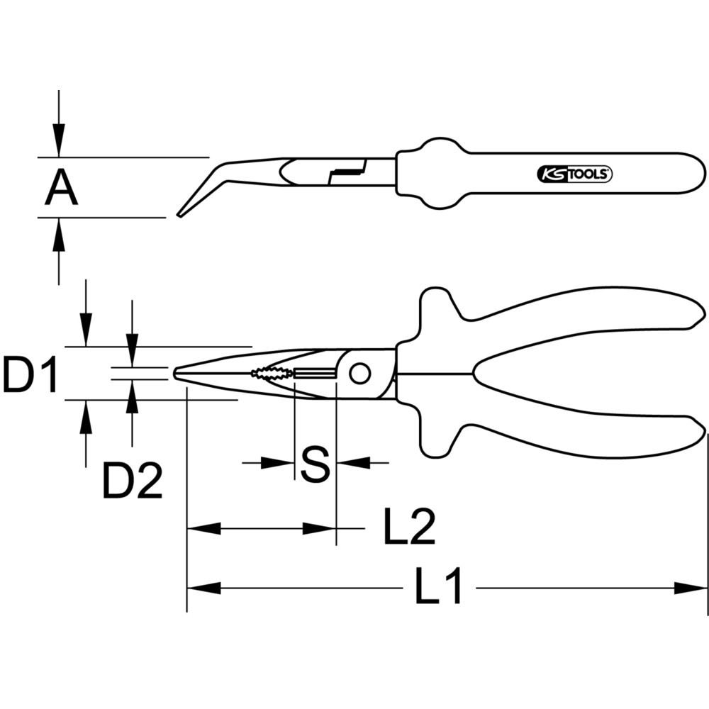 Produktabbildung Nr. 6: KS TOOLS ERGOTORQUE Flachrundzange, gebogen, 165mm